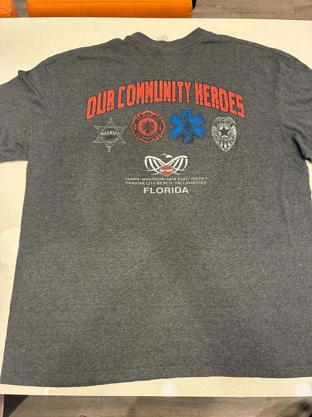 Harley-Davidson Community Heroes T-Shirt Size XL Gray Florida